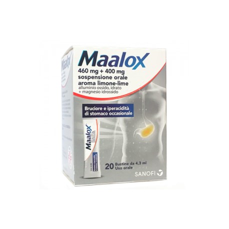 Sanofi Maalox Soluzione Orale Sosp 20 Buste 4,3 Ml 460 Mg + 400 Mg