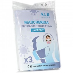 A&R Pharma Mascherina Protezione Lavabile Adulti Nera 3 pezzi