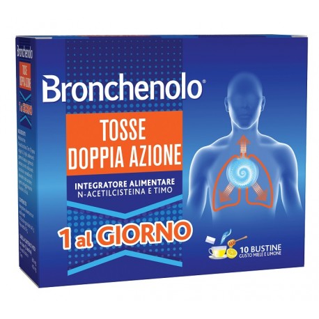 Bronchenolo Tosse Doppia Azione 1 al giorno gusto miele&limone 10bustine