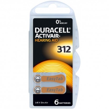  Duracell Easy Tab 312 Marrone Batteria Per Apparecchio Acustico