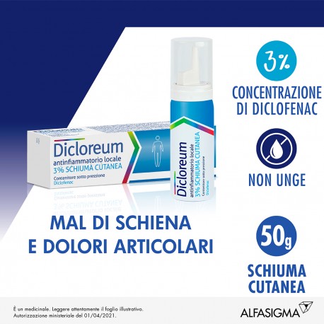 Alfasigma Dicloreum Antifiammatorio Locale 3% Schiuma Cutanea