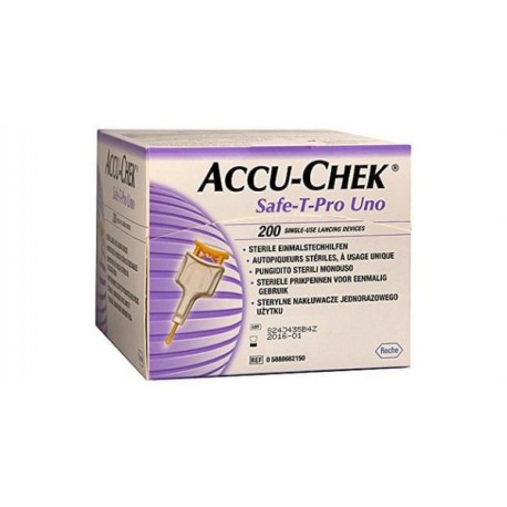  Lancette Pungidito Accu-chek Safe T Pro Uno 200 Pezzi