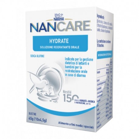 Nancare Hydrate Soluzione reidratante per lattanti e bambini in caso di diarrea 10 bustine