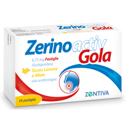 Zentiva ZerinoActiv Gola Antinfiammatorio e Analgesico 8,75mg Limone e Miele 16 Pastiglie