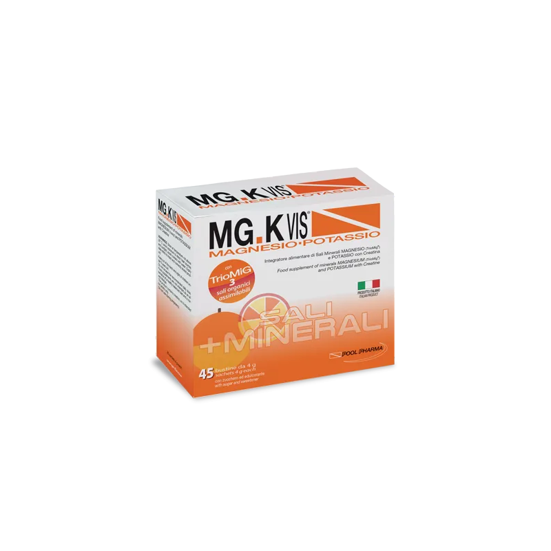 Pool Pharma MG.K Vis Magnesio Potassio Orange Integratore per la Stanchezza Fisica e Mentale 45 bustine