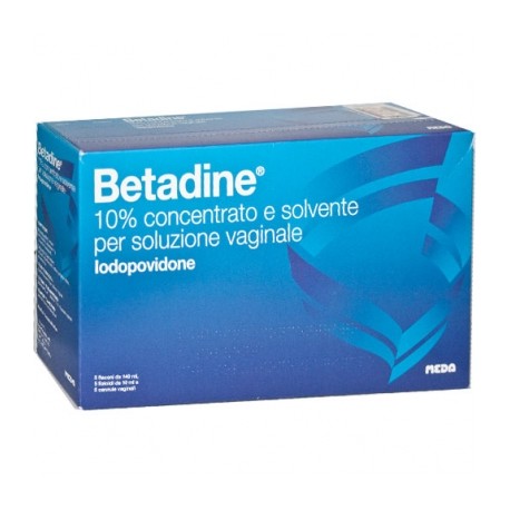 Meda Betadine Soluzione Vag 5 Flaconi + 5 Fiale 10 Ml 10% + 5 Cannule